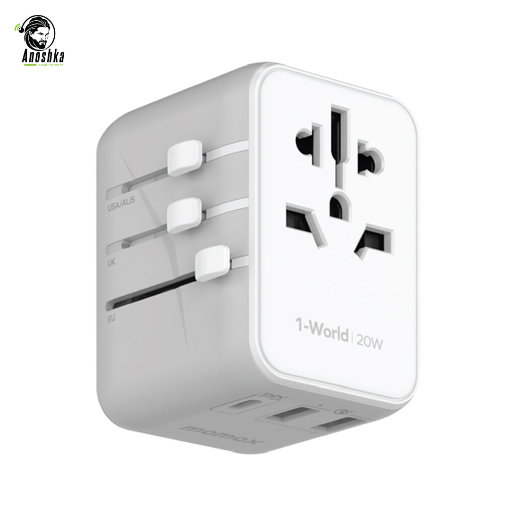 MOMAX 1-World 20W UA11 Universal Travel Adapter with USB-C and USB-A Ports