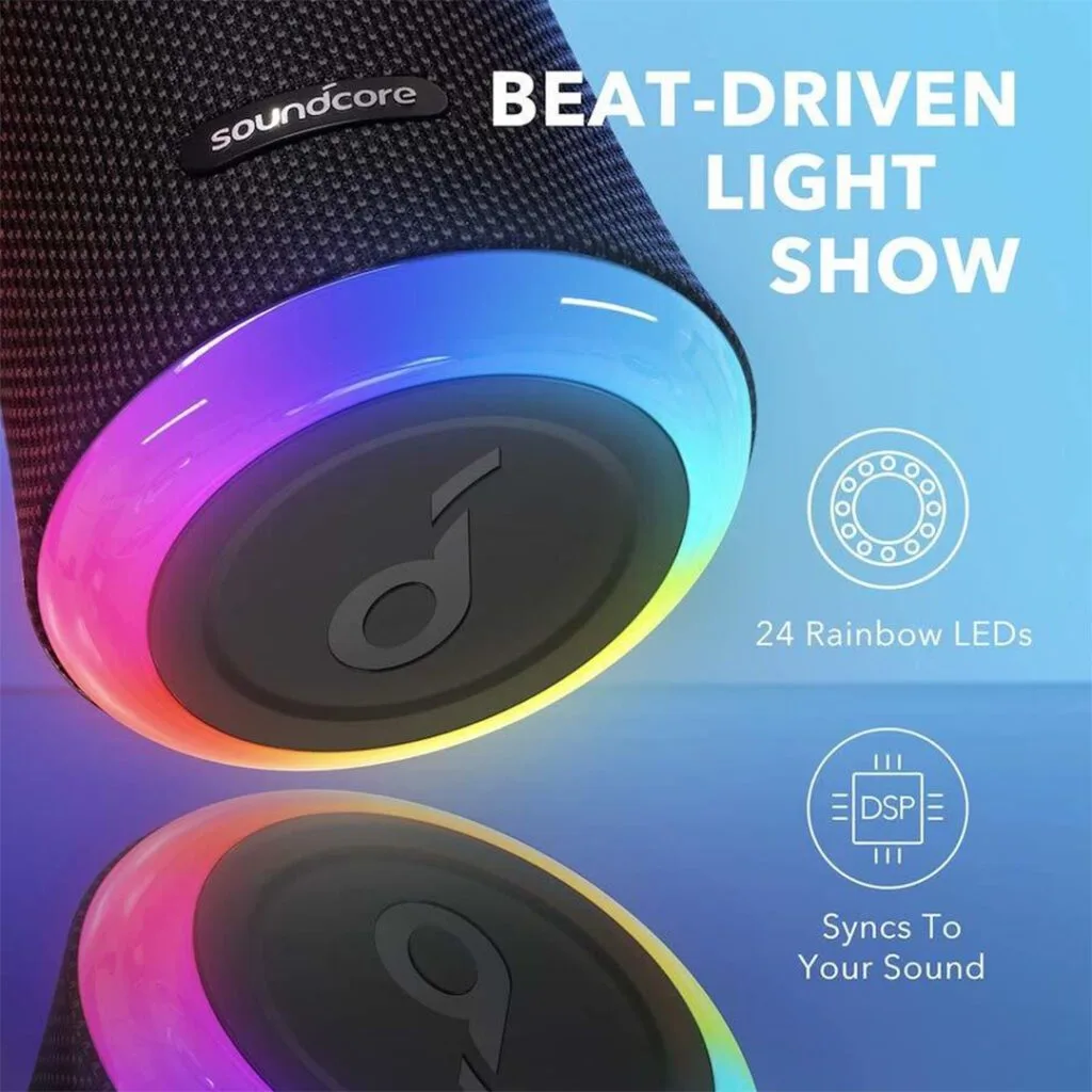 Anker Soundcore Flare 2 Portable Waterproof Bluetooth Speaker with 360° Sound and Light Show
