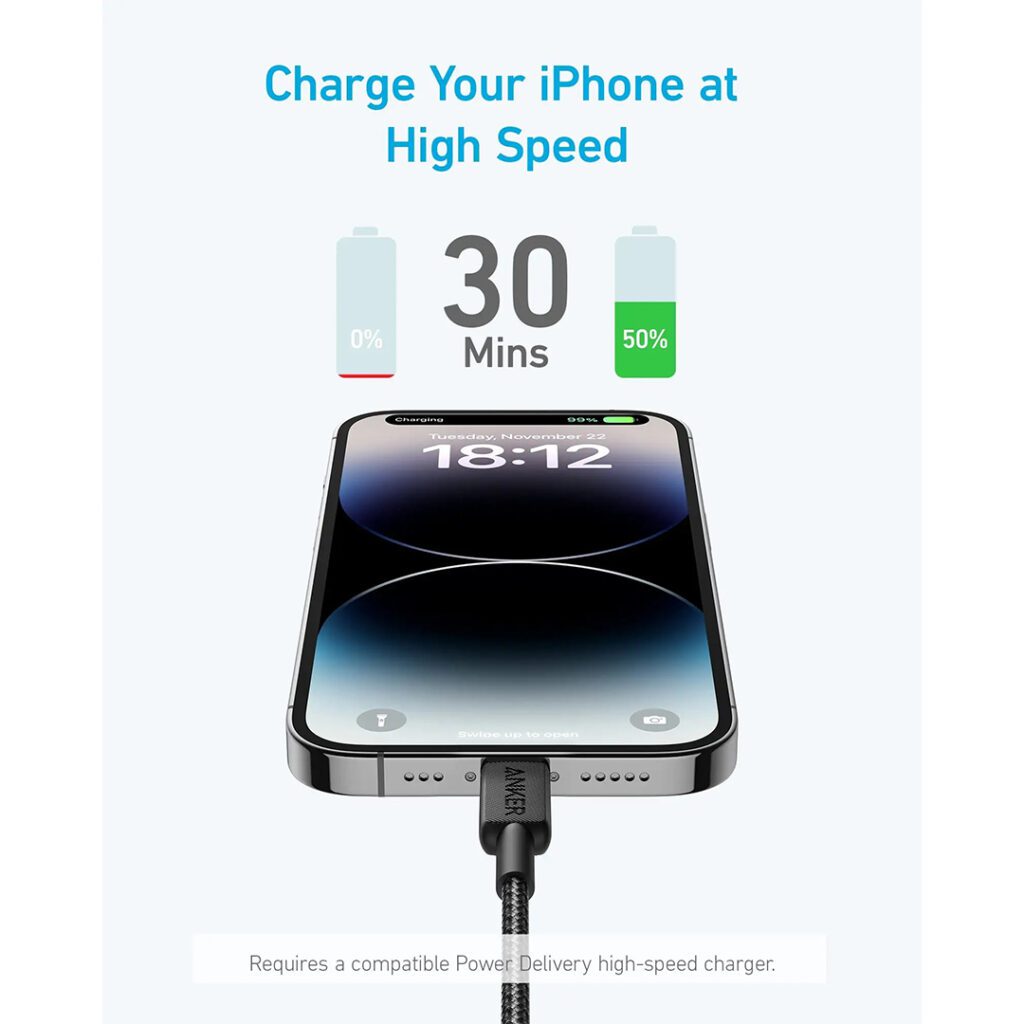 Anker 322 USB-C to Lightning 3ft Fast Charging Cable for iPhone and iPad