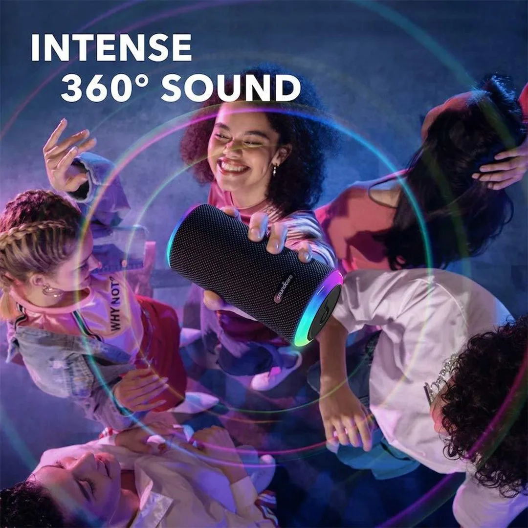 Anker Soundcore Flare 2 Portable Waterproof Bluetooth Speaker with 360° Sound and Light Show