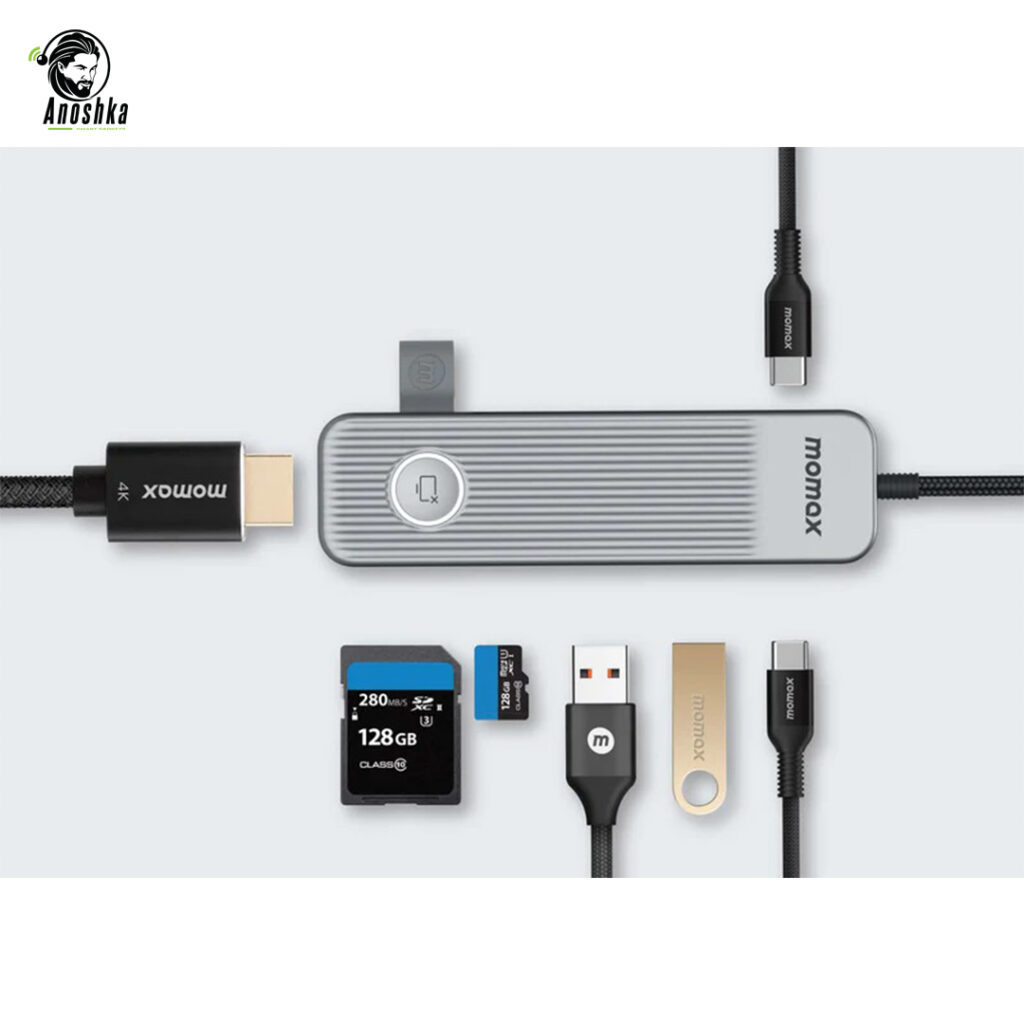 MOMAX OneLink 7-in-1 USB-C Hub DH17E All-in-One Adapter for Laptops and Tablets