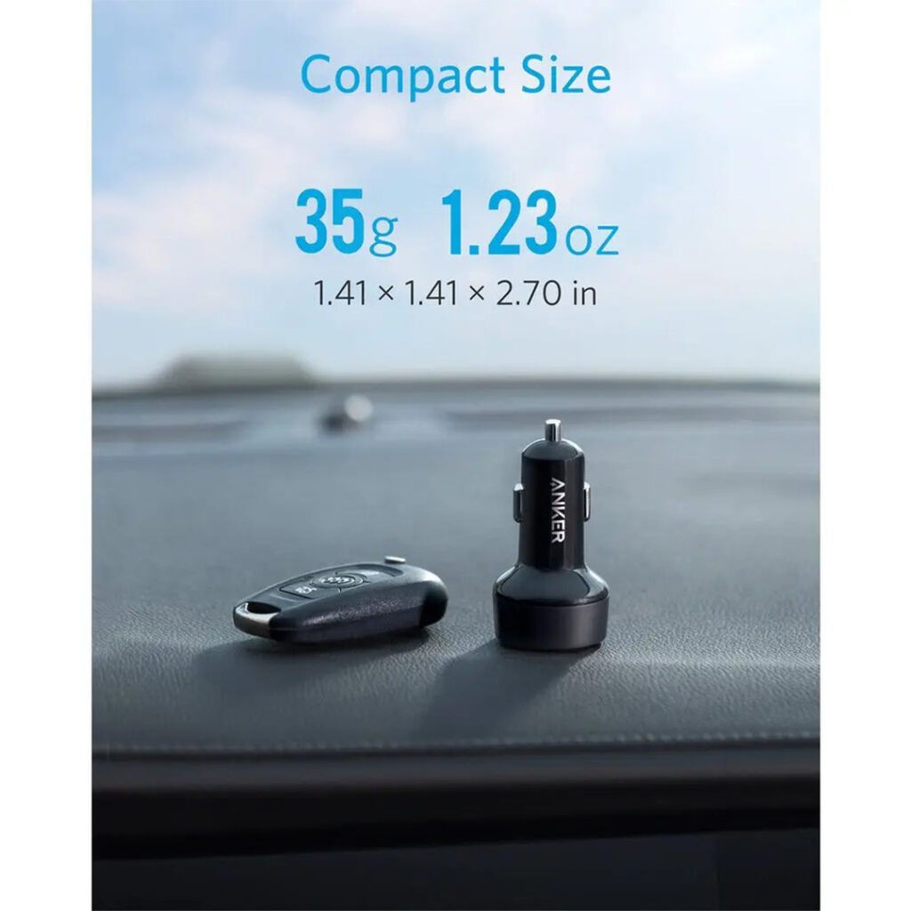 Anker PowerDrive PD+2 35W Dual-Port Fast Charging Car Charger with USB-C and USB-A Ports