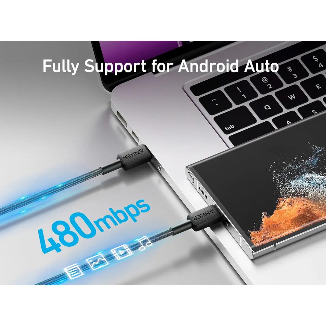 Anker 322 USB-C to USB-C 6ft Braided 60W Fast Charging Cable