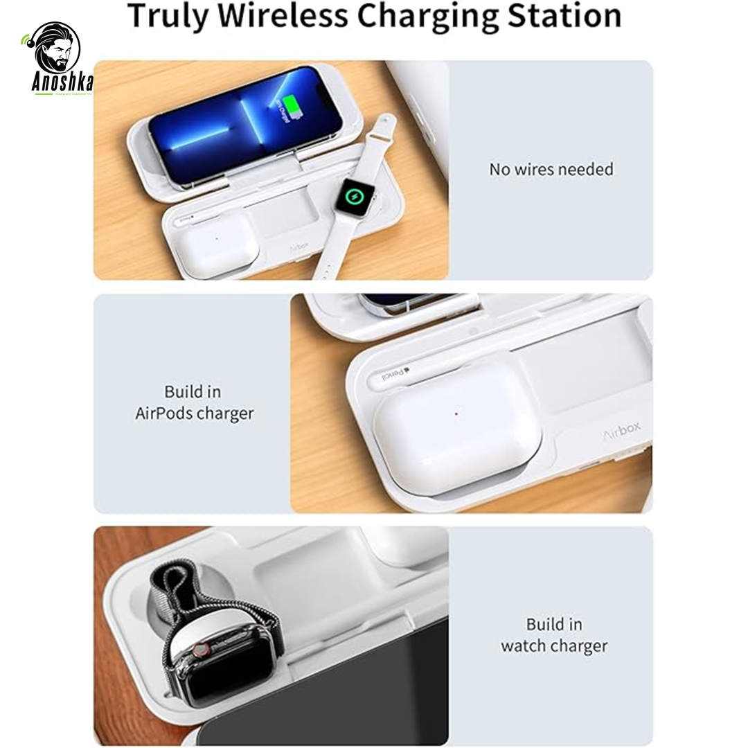 MOMAX Airbox True Wireless Power 3-in-1 Charging Station with Power Bank