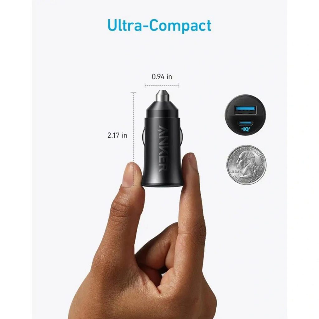 Anker Car Charger 30W Dual Port Compact Fast Charging Adapter for Cars