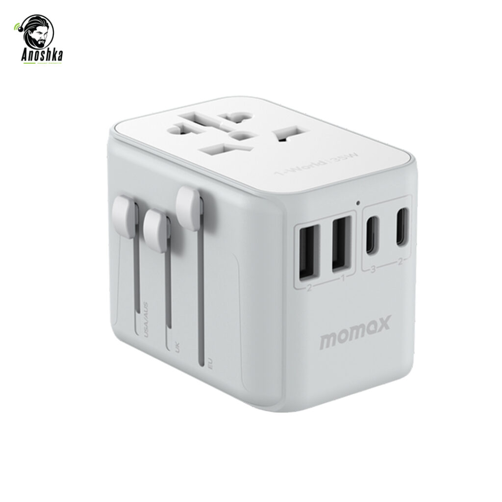 MOMAX 1-World 35W UA9 Universal Travel Adapter with USB-C and USB-A Ports