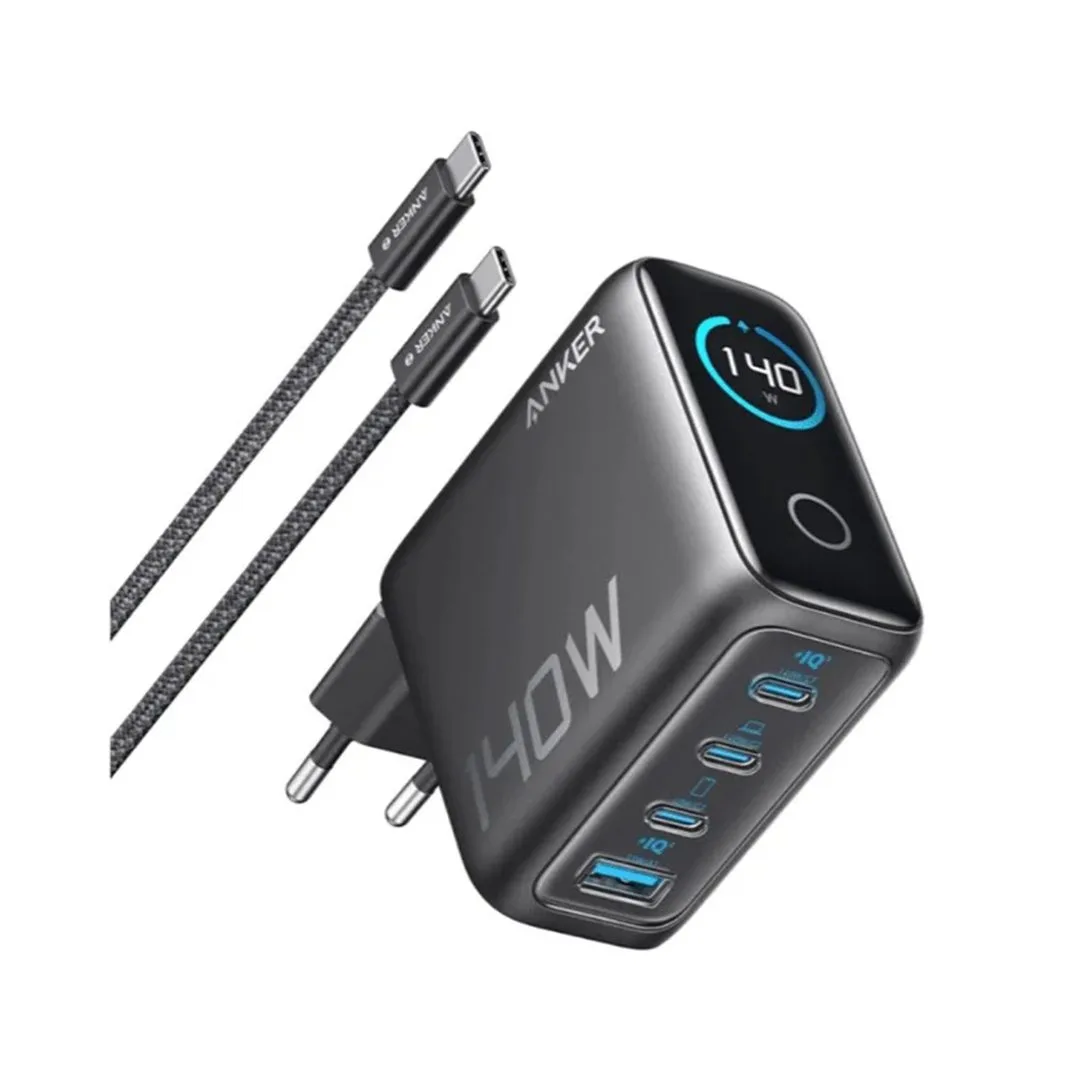Anker Charger 140W 4-Port PD 3.1 with USB-C Cable – High-Speed GaN Power Adapter