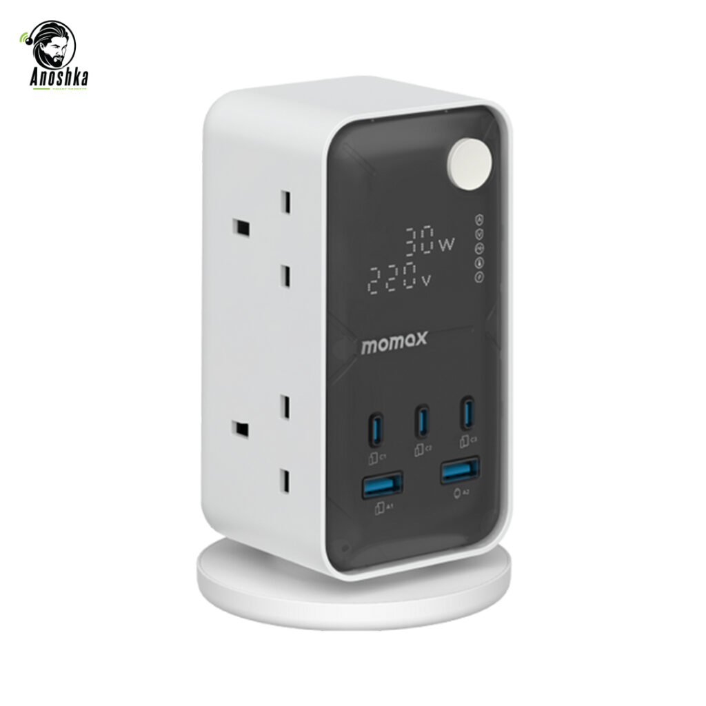 1-Charge Work Flow 6-Outlet GaN Power Tower 35W with USB Ports