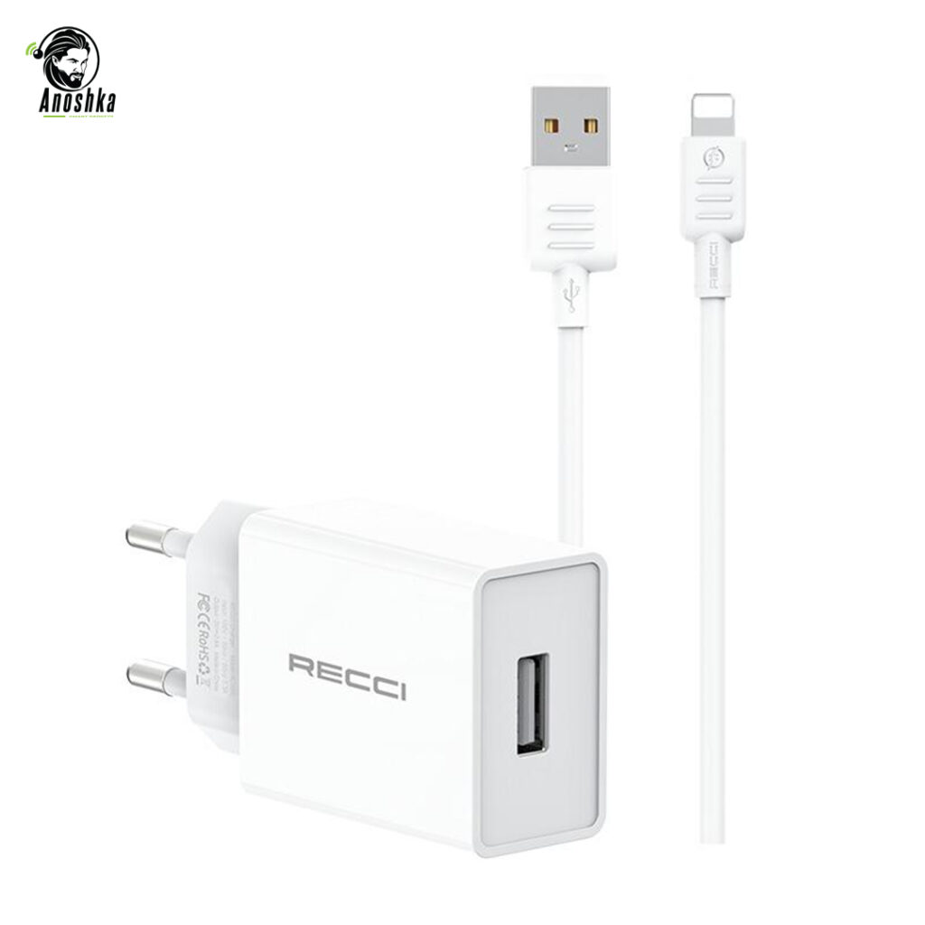 The RECCI RC58EL Lightning Charger provides fast and stable charging for iPhones and iPads, featuring a durable cable and compact, travel-friendly adapter.