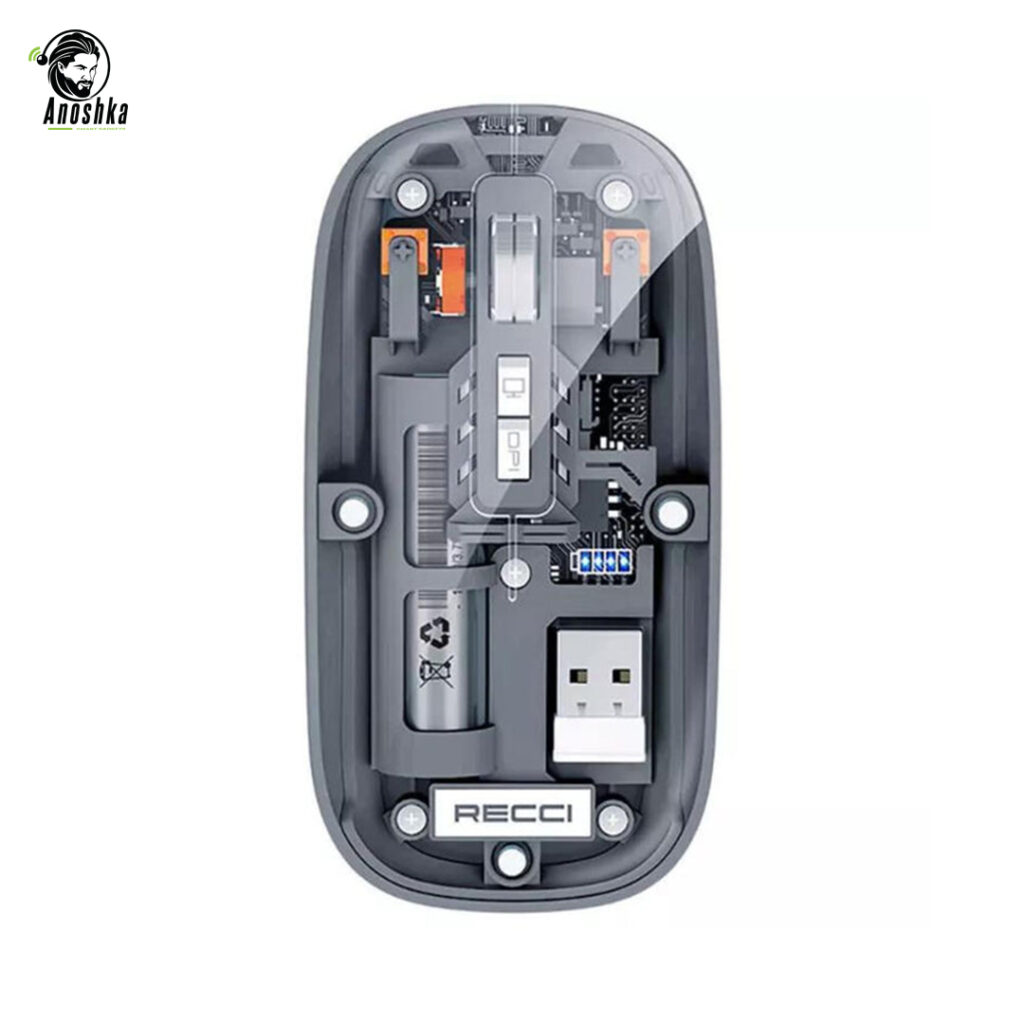 The RECCI RCS-M01 Wireless Mouse offers ergonomic comfort, 2.4GHz stable connection, and 1200 DPI precision — ideal for home, office, or travel use.