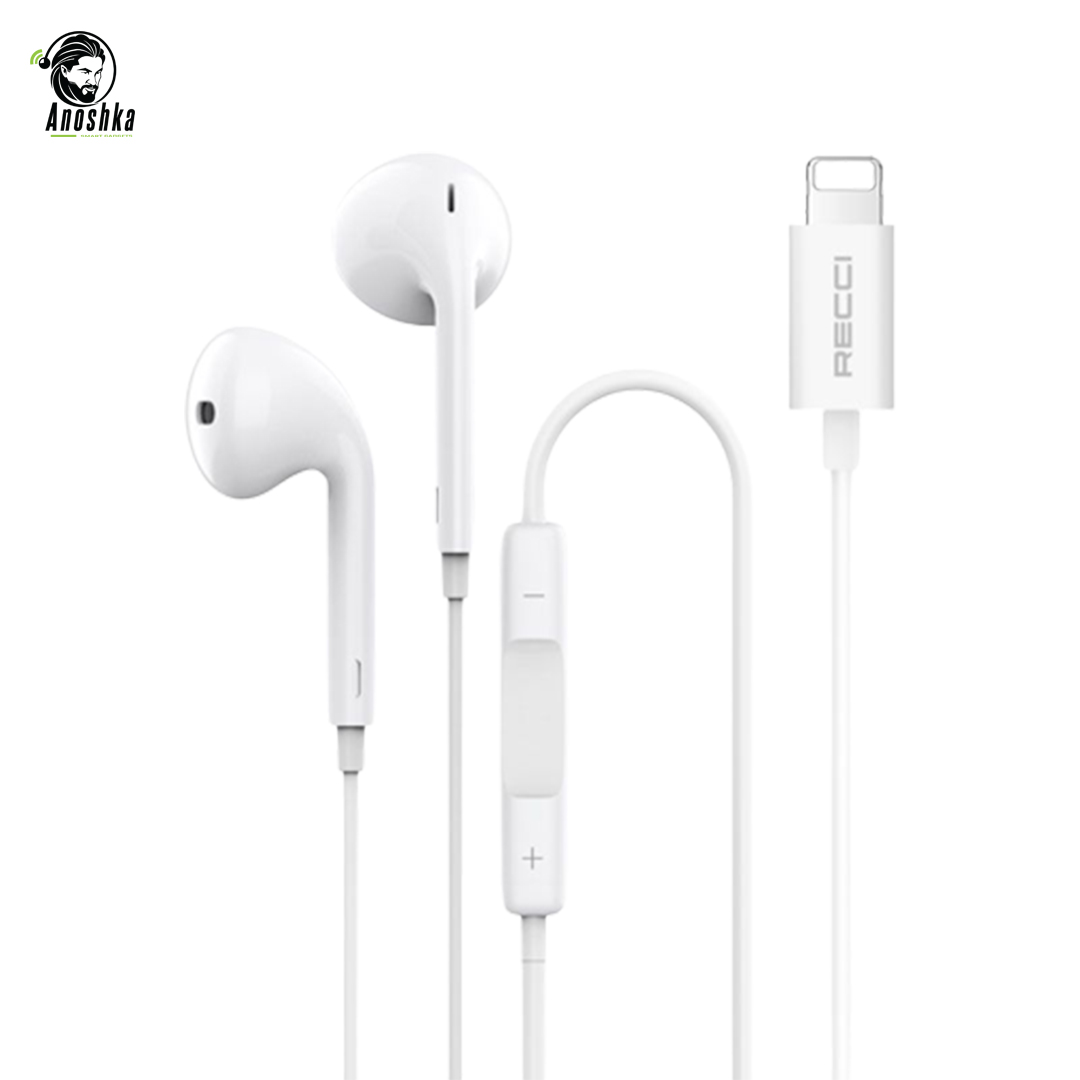 RECCI REP-L28 Wired Earphones offer clear sound, deep bass, and an ergonomic design with an in-line mic — perfect for music, calls, and everyday use.