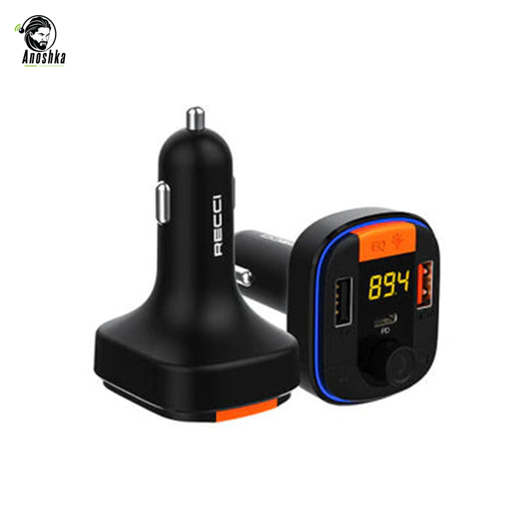 RECCI RQ01 Wireless FM Transmitter offers Bluetooth music streaming, dual USB charging, and hands-free calling — the perfect all-in-one car solution.