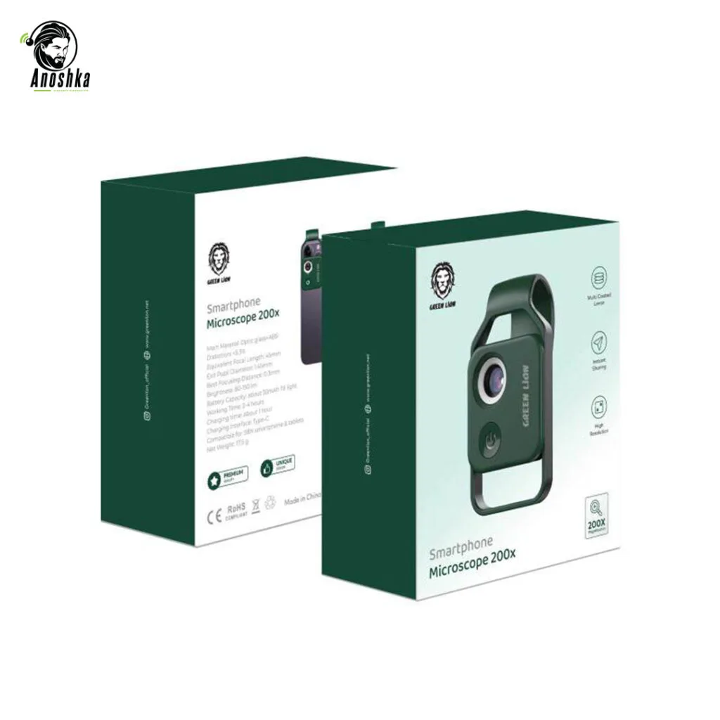 Green Lion Smartphone Microscope 200x – Portable Magnification Lens for Mobile Phones