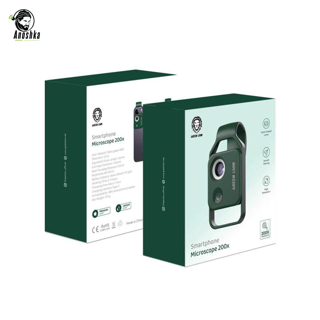 Green Lion Smartphone Microscope 200x β Portable Magnification Lens for Mobile Phones