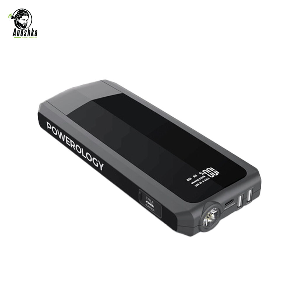 Powerology 16000mAh Jump Starter – High-Power Portable Car Battery Booster and Emergency Power Bank