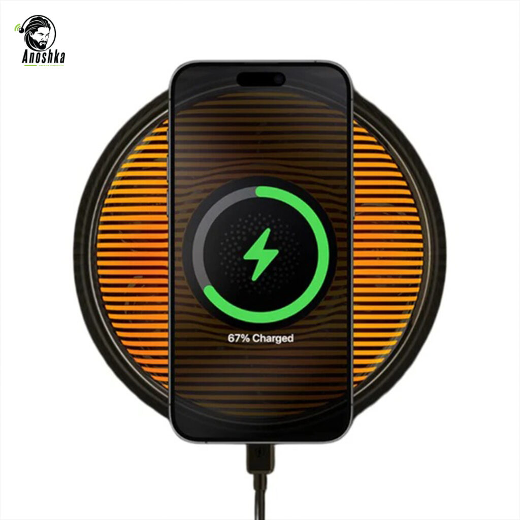 RECCI RCW-42 Wireless Charger Atmosphere Lamp combines 10W fast wireless charging with soft ambient lighting in a sleek, modern design — perfect for home or office.