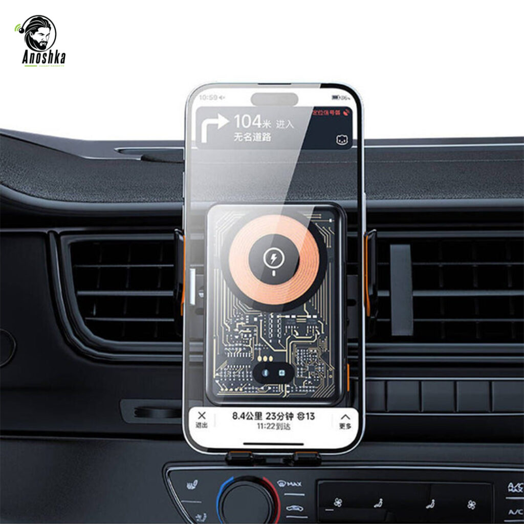 The RECCI RHO-C38 Car Holder features a strong magnetic grip, soft silicone protection, and air vent mounting — providing secure, one-hand phone access while driving.