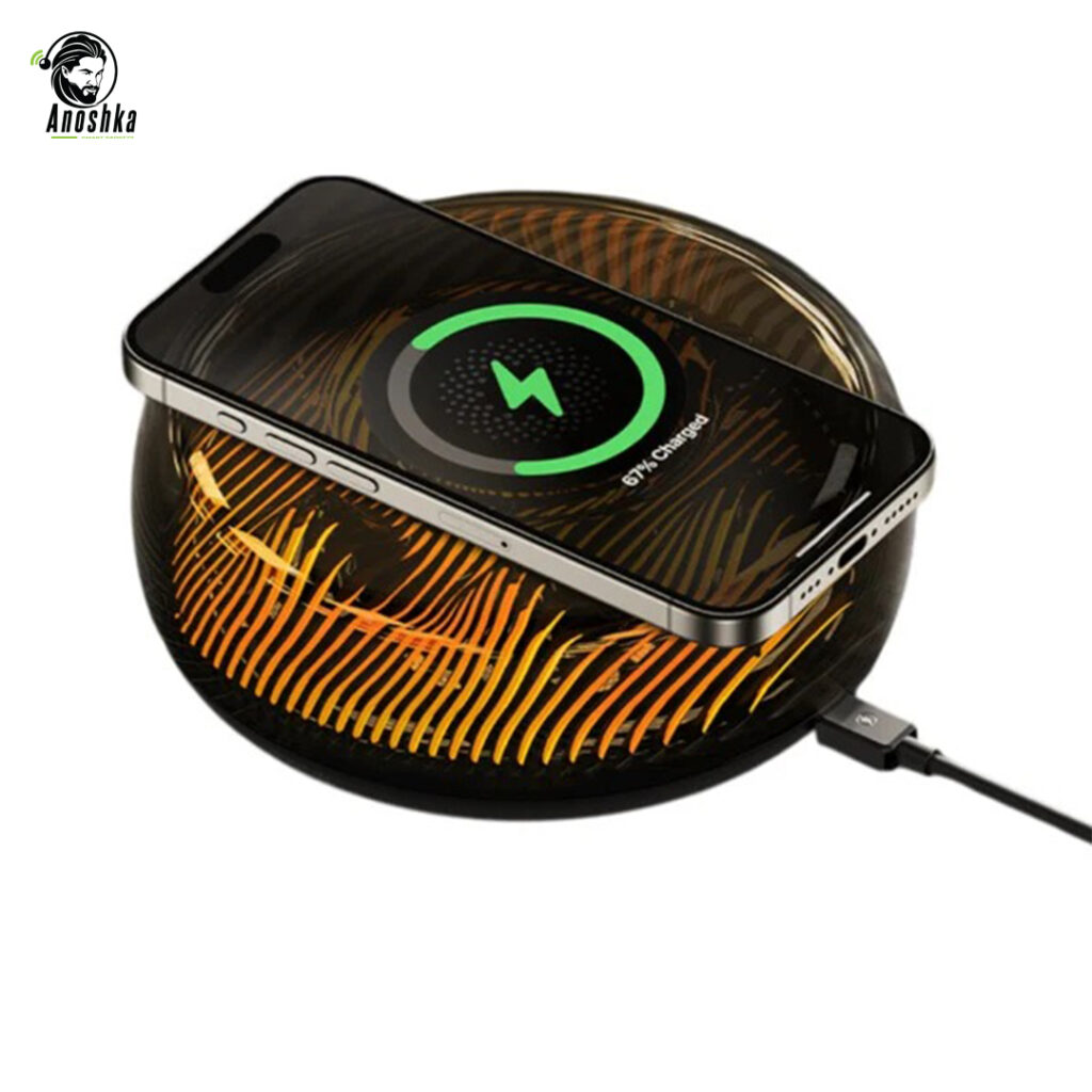 RECCI RCW-42 Wireless Charger Atmosphere Lamp combines 10W fast wireless charging with soft ambient lighting in a sleek, modern design — perfect for home or office.