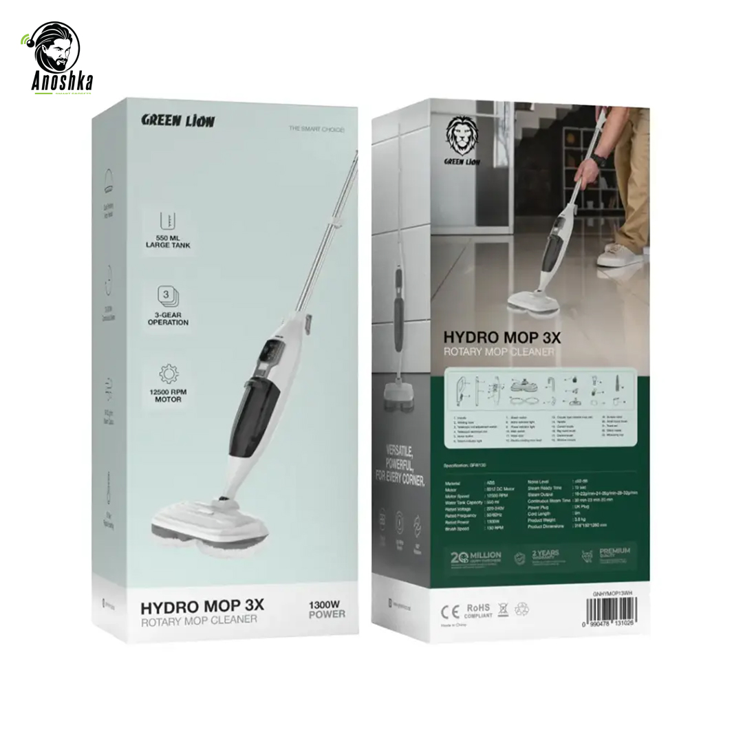 Green Lion Hydro Mop 3X Rotary Mop Cleaner 1300W – Powerful Electric Floor Cleaning Appliance