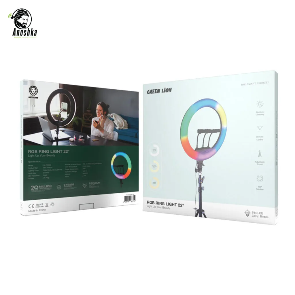Green Lion RGB Ring Light 22 Inch – Adjustable Brightness for Photography and Video