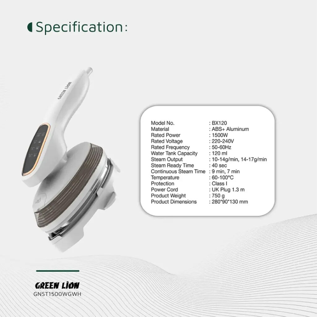 Green Lion Steam Glide Garment Steamer 1500W – Powerful and Efficient Fabric Steamer