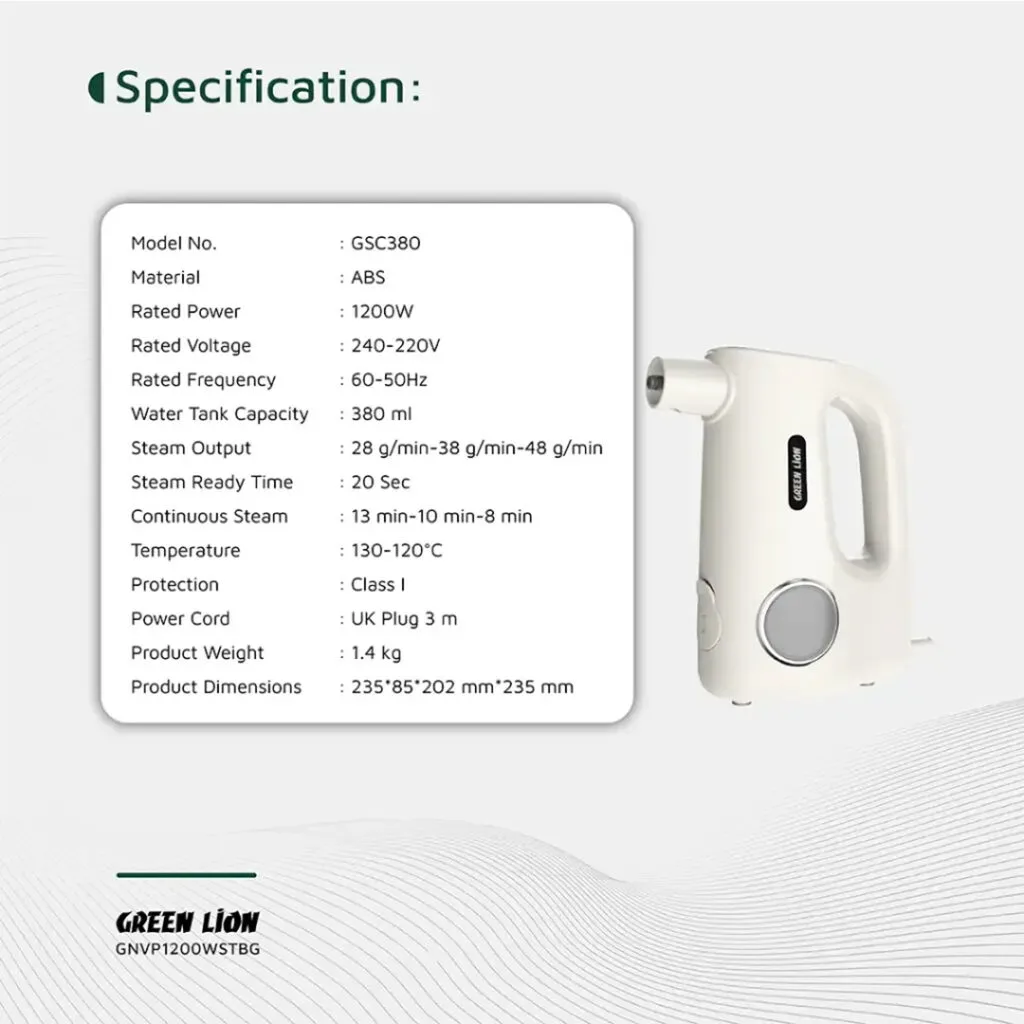 Green Lion Vapor Pro Steam Cleaner 1200W – Powerful Multi-Surface Handheld Cleaning Device