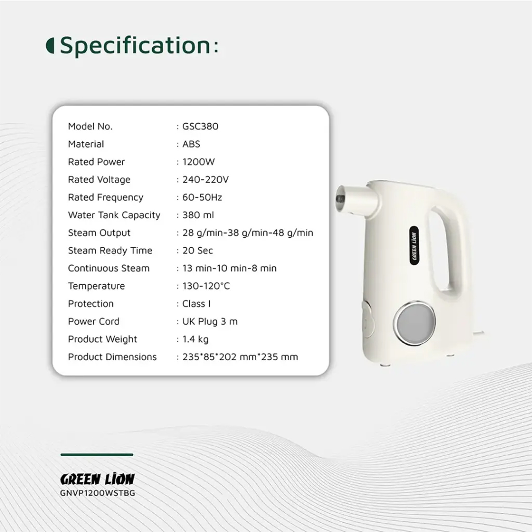 Green Lion Vapor Pro Steam Cleaner 1200W β Powerful Multi-Surface Handheld Cleaning Device