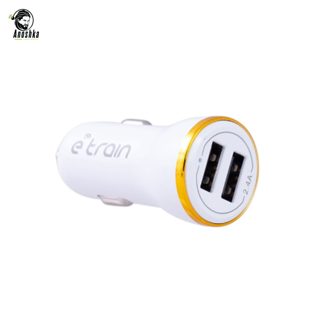 E-TRAIN Car Charger MP100 2.1A with Type-C – Fast and Smart Charging on the Road