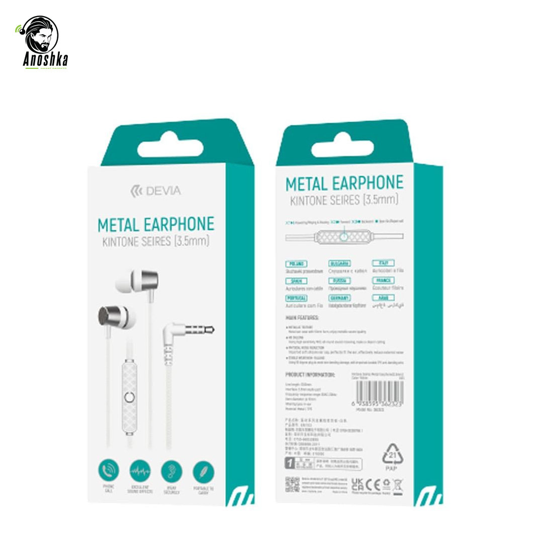 DEVIA Metal Earphones 3.5mm HP50S – Durable Design and Clear Sound