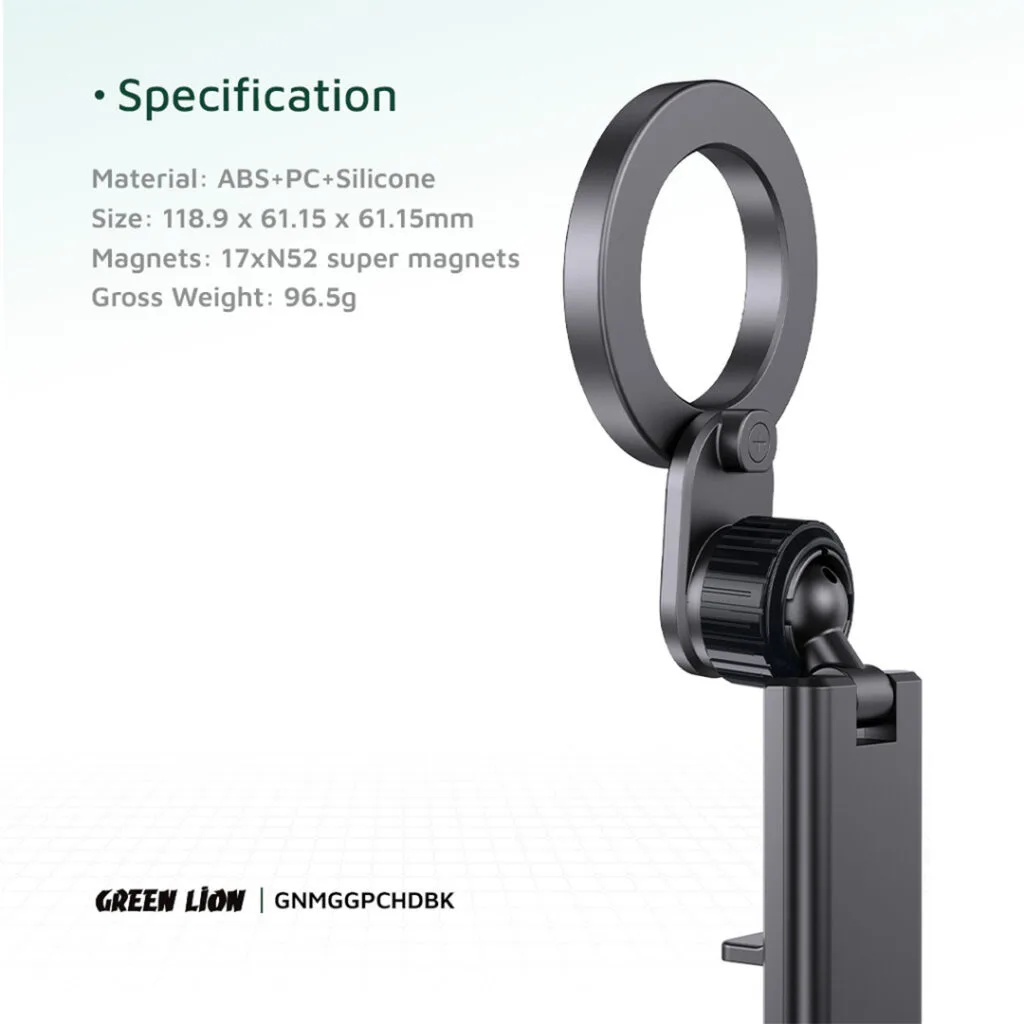 Green Lion MagGrip Car Holder – Magnetic Phone Mount for Secure Hands-Free Driving