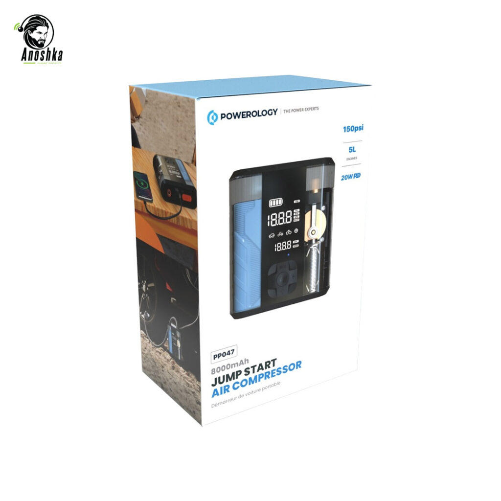 Powerology 8800mAh Jump Starter full kit with cables and accessories