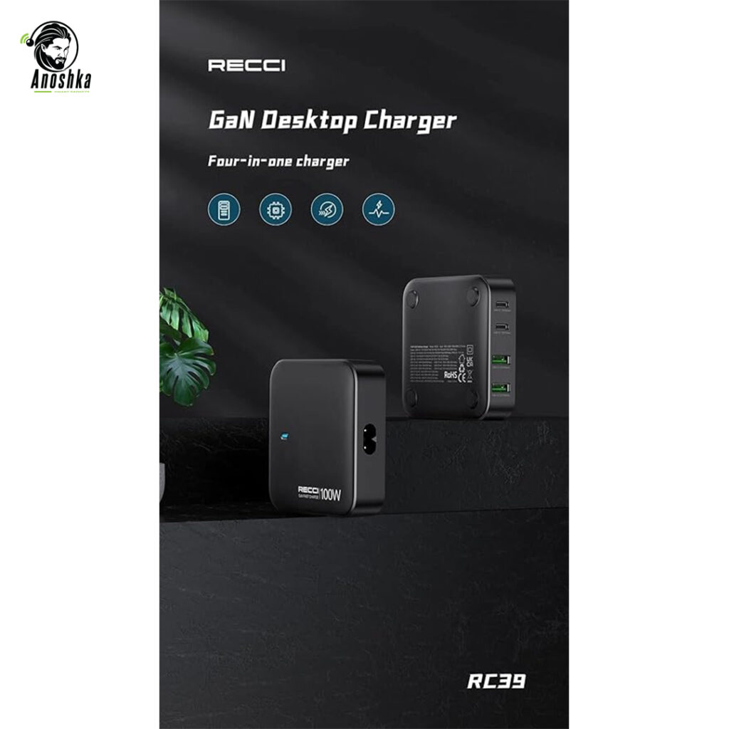 The RECCI RC39 100W GaN Desktop Charger features fast multi-device charging, GaN efficiency, and a compact design — perfect for laptops, tablets, and smartphones.