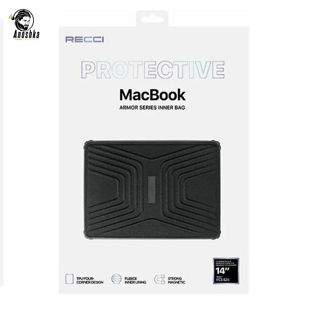 The RECCI RCS-S26 14-Inch Armor Inner Bag offers durable waterproof protection, shock absorption, and a slim, stylish design for MacBooks and laptops.