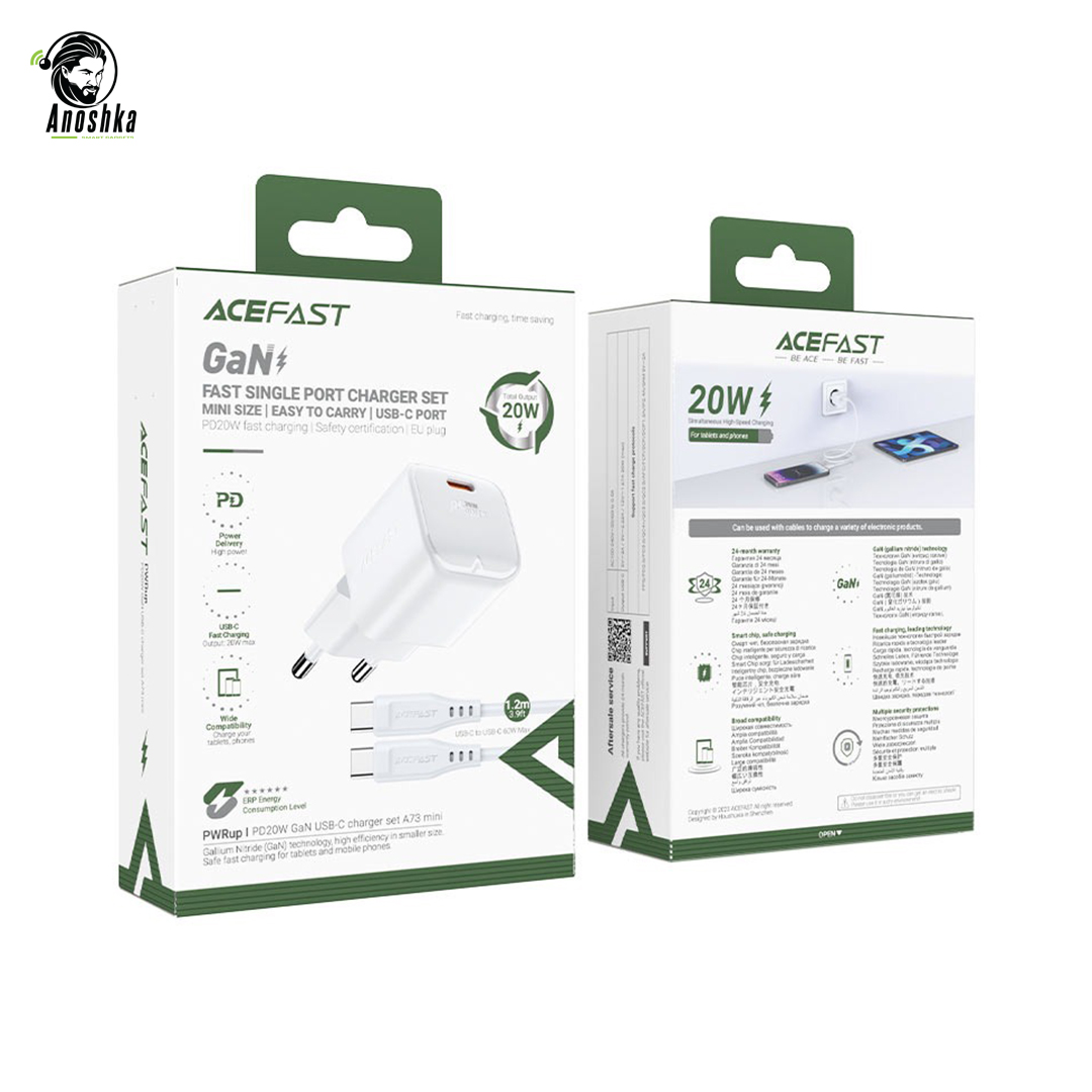 ACEFAST Charger 20W A73 Mini β Compact PD Fast Charging USB-C Wall Adapter
