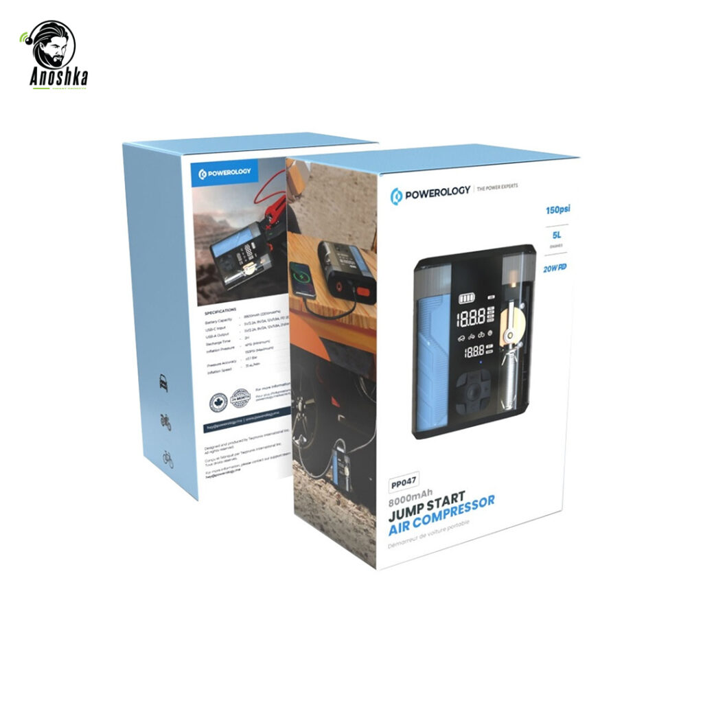 Powerology 8800mAh Jump Starter full kit with cables and accessories