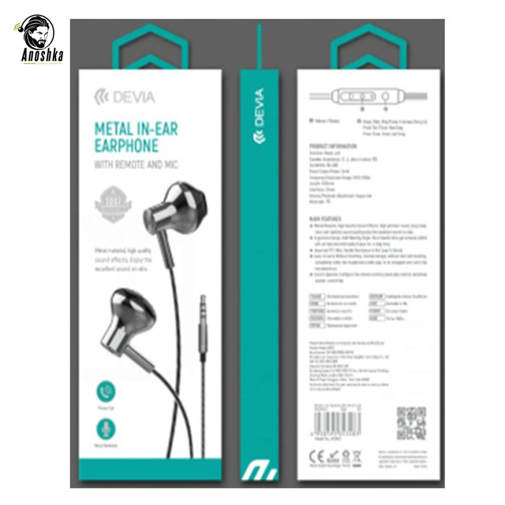 DEVIA Metal Earphones 3.5mm HP59S – Durable Design and Clear Sound