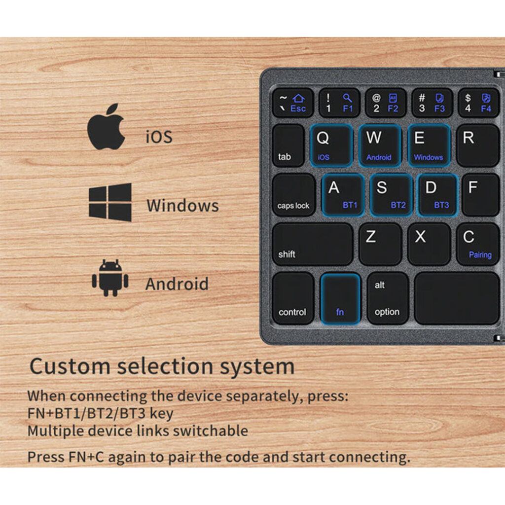 The RECCI RCS-K01 Folding Keyboard offers wireless Bluetooth connectivity, a slim foldable design, and ergonomic keys for effortless typing on the go.