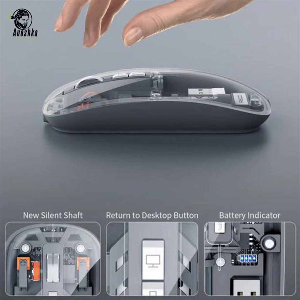 The RECCI RCS-M01 Wireless Mouse offers ergonomic comfort, 2.4GHz stable connection, and 1200 DPI precision — ideal for home, office, or travel use.