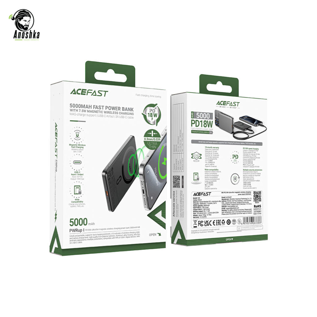 Magnetic Fast Wireless Charge Power Bank M8 PD18W 5000mAh – Compact Portable Fast Charger