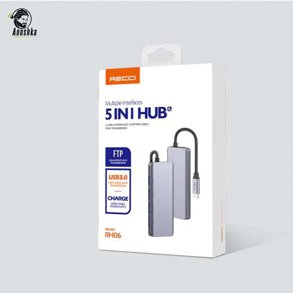 The RECCI RH06 5-in-1 Hub delivers fast data transfer, 4K HDMI output, and multiple ports for enhanced productivity and connectivity.