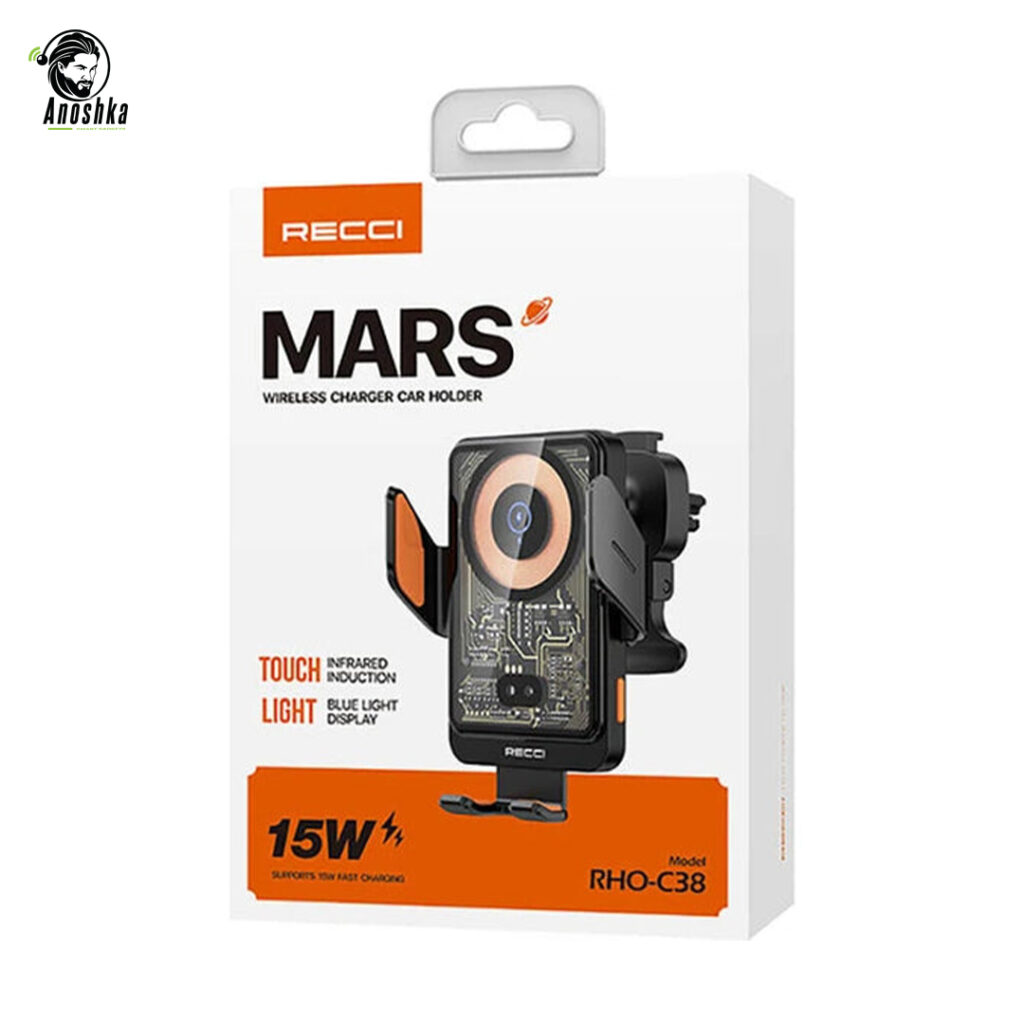The RECCI RHO-C38 Car Holder features a strong magnetic grip, soft silicone protection, and air vent mounting — providing secure, one-hand phone access while driving.