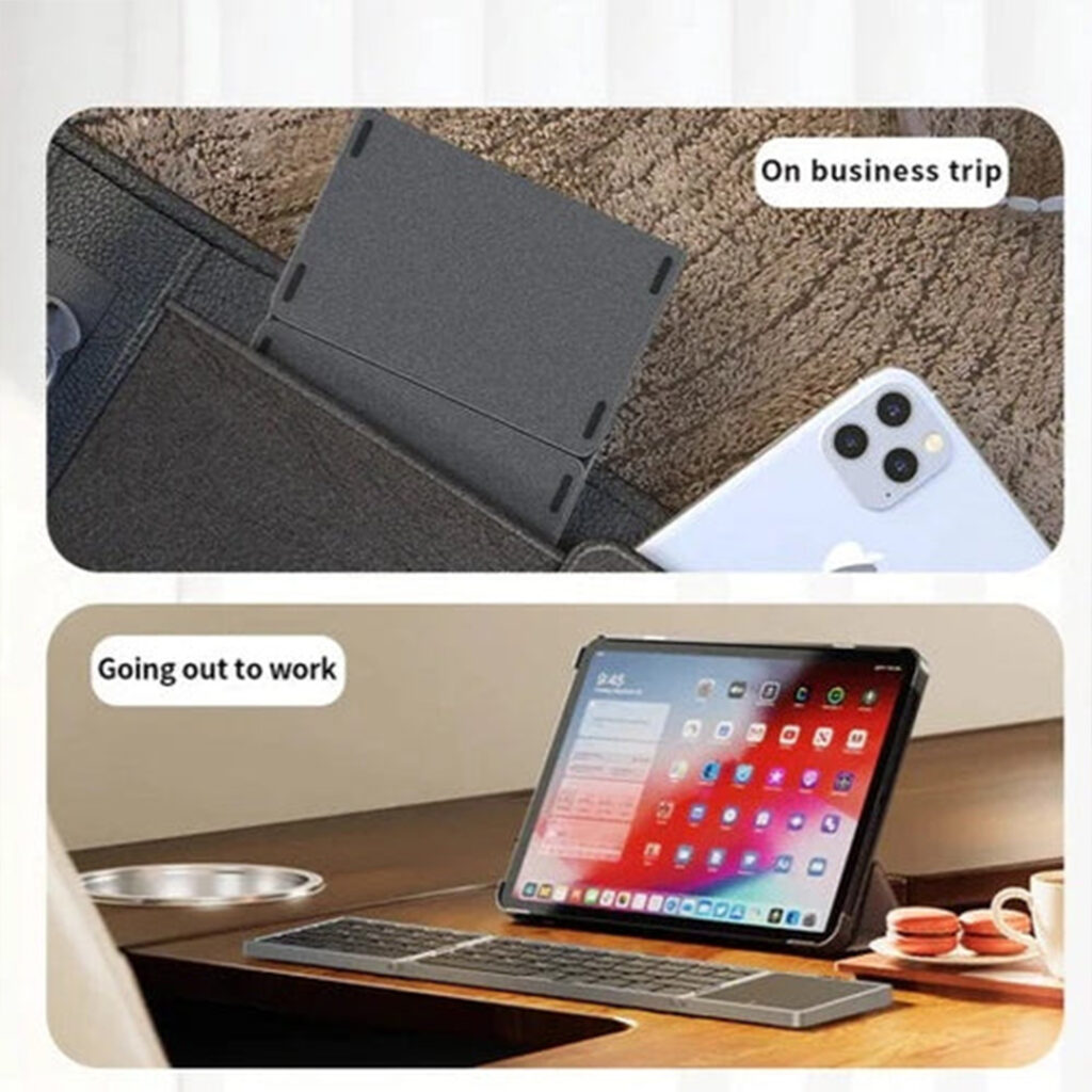 The RECCI RCS-K01 Folding Keyboard offers wireless Bluetooth connectivity, a slim foldable design, and ergonomic keys for effortless typing on the go.