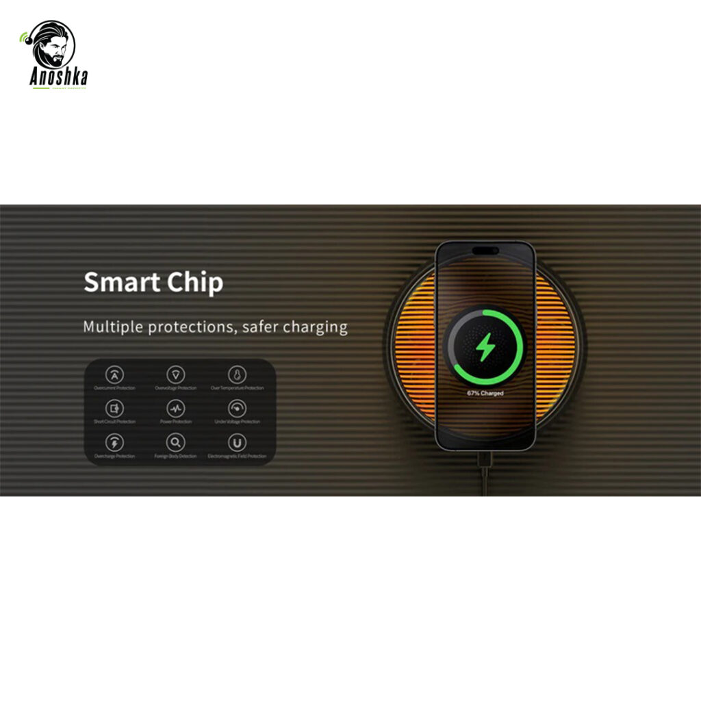 RECCI RCW-42 Wireless Charger Atmosphere Lamp combines 10W fast wireless charging with soft ambient lighting in a sleek, modern design — perfect for home or office.