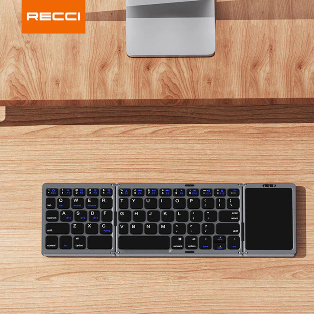 The RECCI RCS-K01 Folding Keyboard offers wireless Bluetooth connectivity, a slim foldable design, and ergonomic keys for effortless typing on the go.