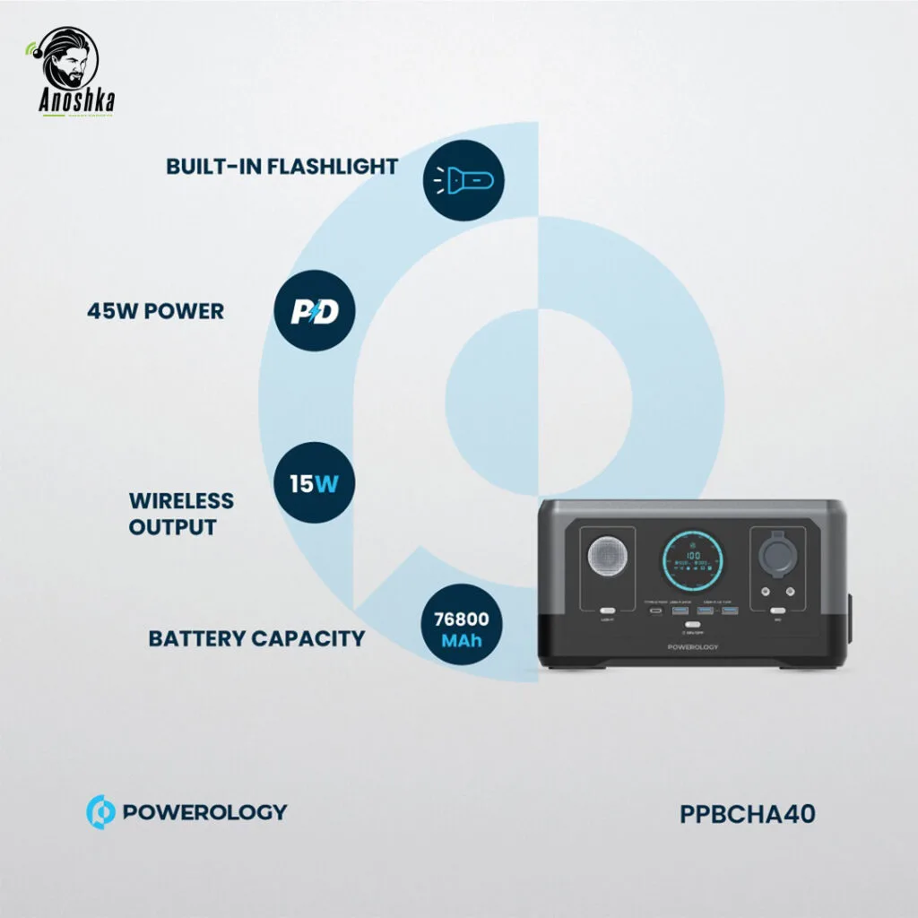 Powerology 300W Portable Generator charging multiple devices