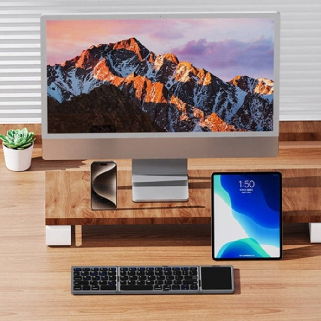 The RECCI RCS-K01 Folding Keyboard offers wireless Bluetooth connectivity, a slim foldable design, and ergonomic keys for effortless typing on the go.