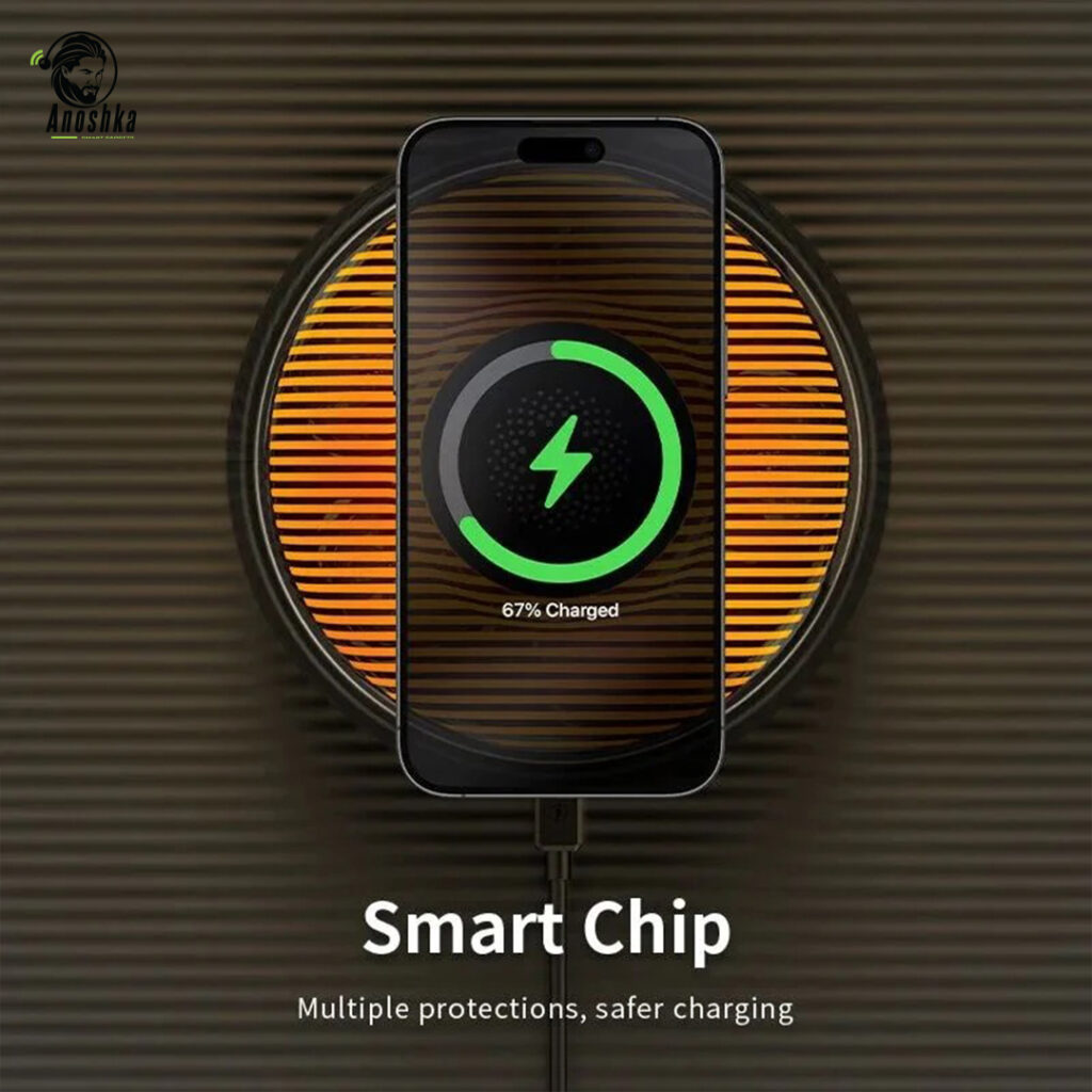 RECCI RCW-42 Wireless Charger Atmosphere Lamp combines 10W fast wireless charging with soft ambient lighting in a sleek, modern design — perfect for home or office.