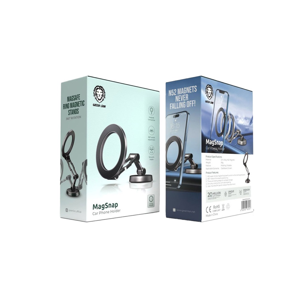 Green Lion MagSnap Car Phone Holder – Magnetic Dashboard Mount for Smartphones