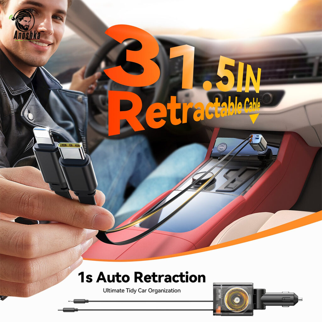 JOYROOM JR-CCL05 65W 4-in-1 Car Charger features dual USB-C and dual USB-A ports with GaN fast charging technology, allowing you to charge multiple devices at once safely and efficiently