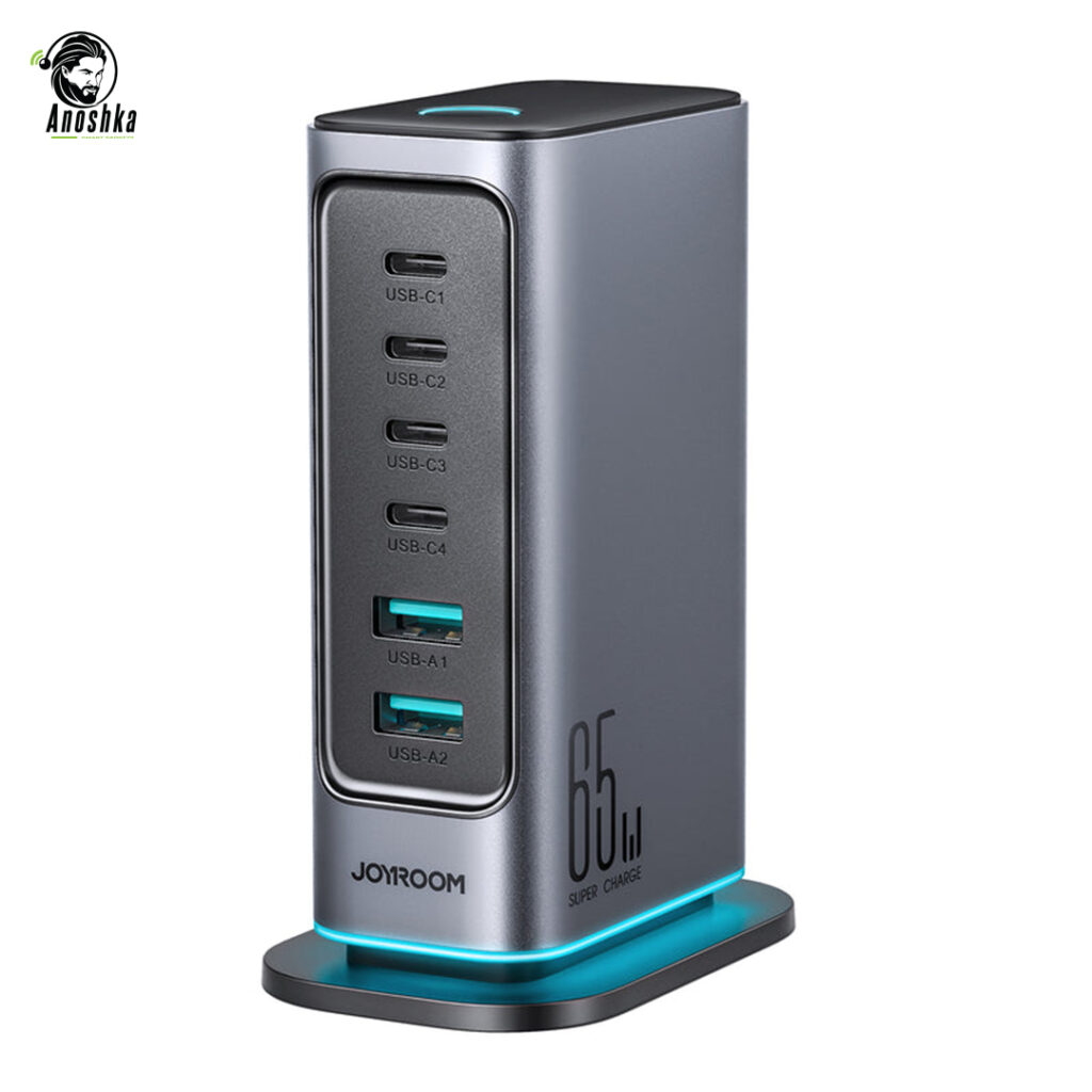 JOYROOM 65W Multi-Board Power Station features multiple outlets and fast-charging USB ports, allowing you to safely power up to 8 devices simultaneously with 65W PD support.